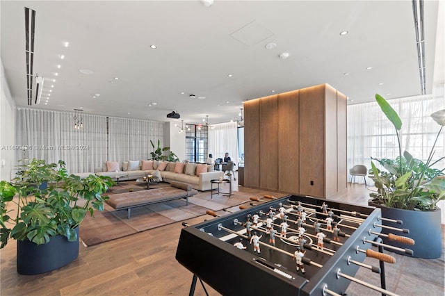 kitchen with hardwood / wood-style floors