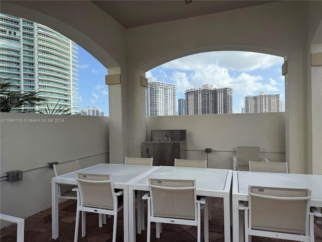 balcony with a patio area