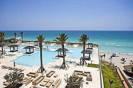 view of pool with a view of the beach and a water view