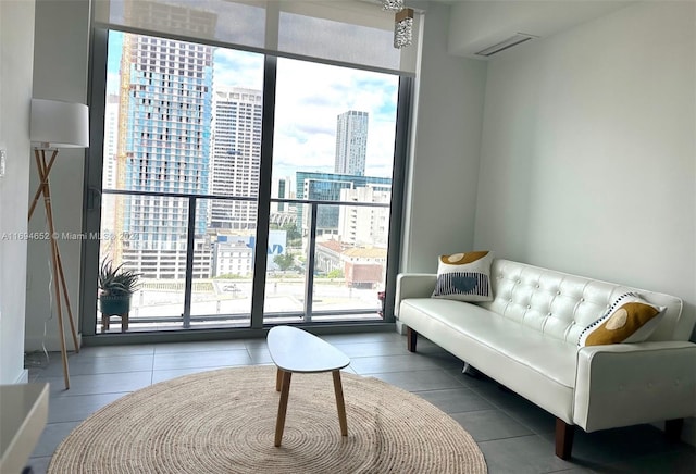 view of tiled living room