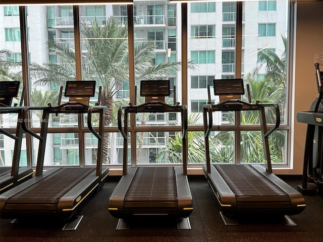 227 NE 2nd St Unit 1705, Miami, FL 33132 - workout area featuring healthy amount of natural light