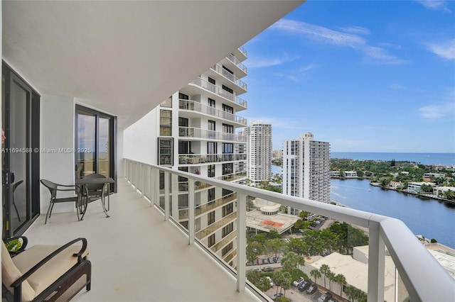 balcony with a water view