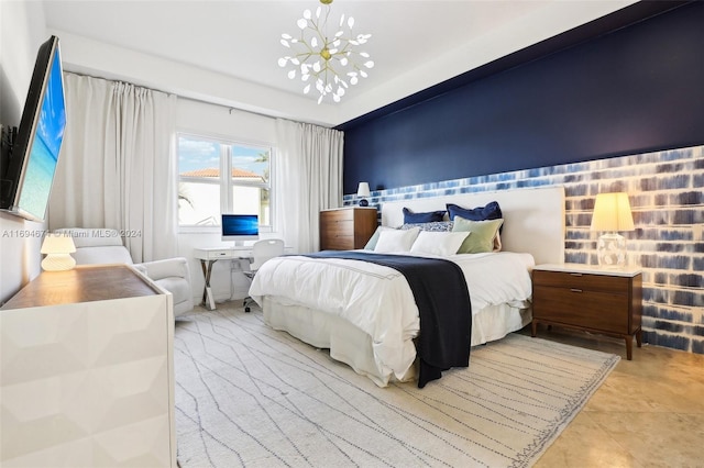 bedroom with light tile patterned flooring