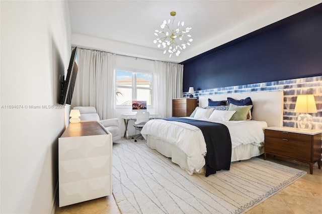 bedroom featuring light tile patterned flooring