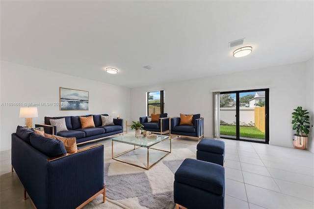 view of tiled living room