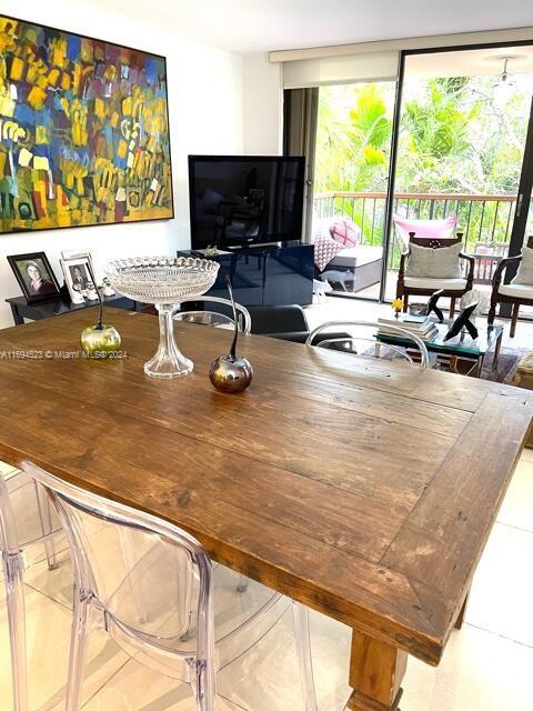 view of tiled dining space