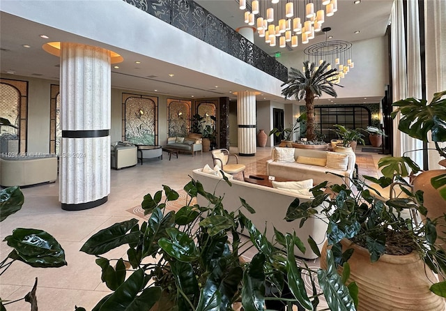 1100 W Ave Unit 918, Miami Beach, FL 33139 - community lobby featuring a towering ceiling and recessed lighting