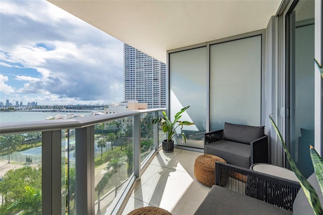 balcony with a water view