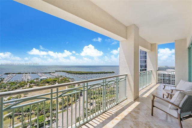 balcony with a water view