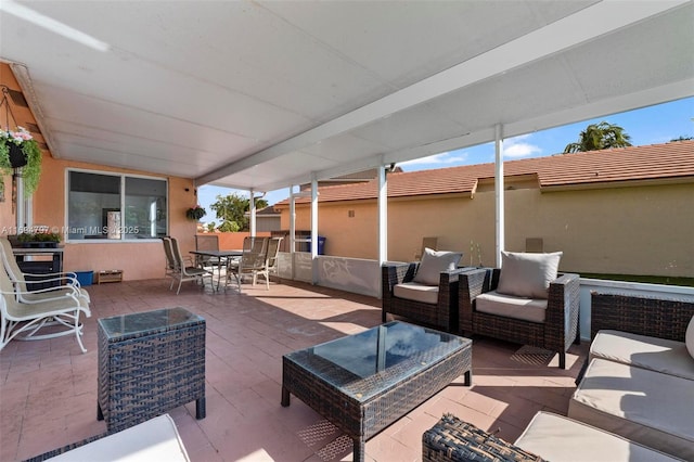 view of patio featuring an outdoor hangout area and outdoor dining space