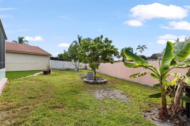 view of yard featuring a fenced backyard