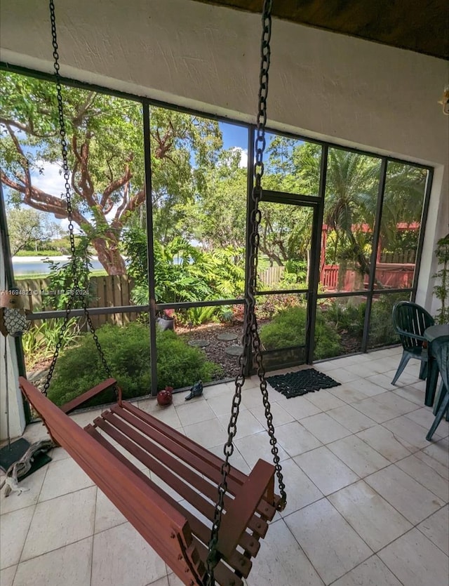 view of unfurnished sunroom