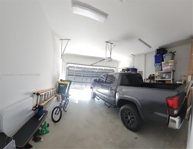 garage with a garage door opener