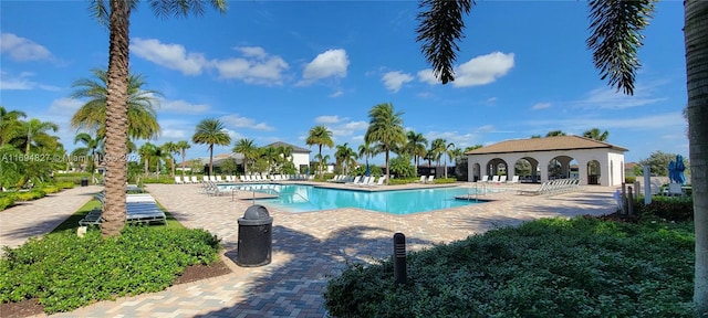 view of pool featuring a patio area