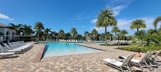 view of pool featuring a patio area