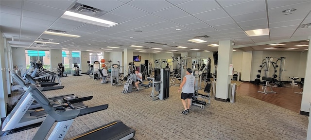 gym featuring wood-type flooring