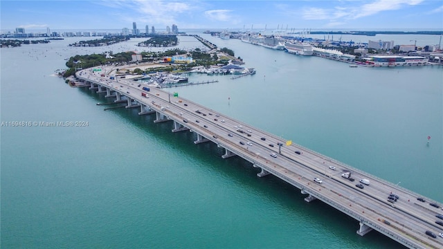 555 NE 15th St Unit 31C, Miami, FL 33132 - view of urban area with a main thoroughfare, a nearby body of water, and a notable bridge
