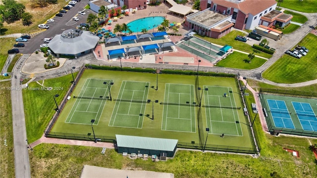 4107 E Cambridge E Unit 4107, Deerfield Beach, FL 33442 - drone / aerial view of a pool area