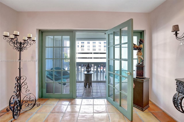 entryway featuring french doors