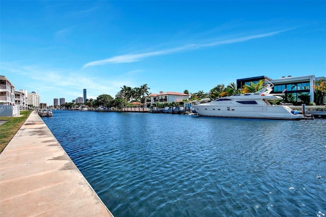 property view of water featuring a dock