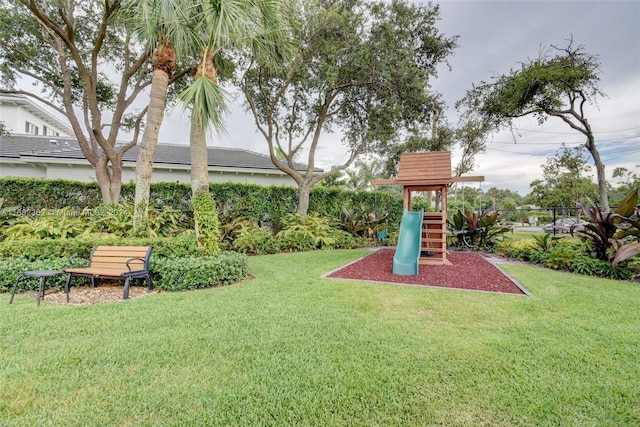 view of yard featuring a playground