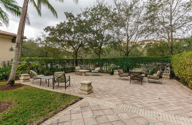 view of patio with an outdoor living space