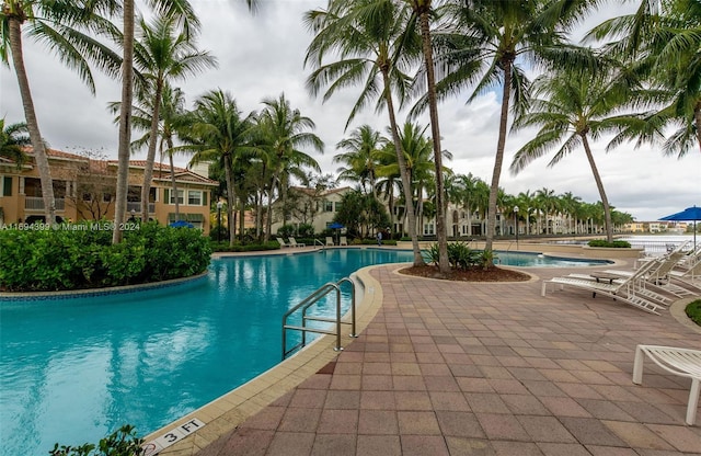 view of pool featuring a patio