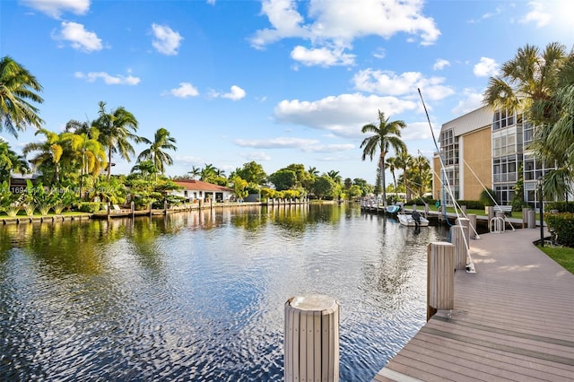 dock area featuring a water view