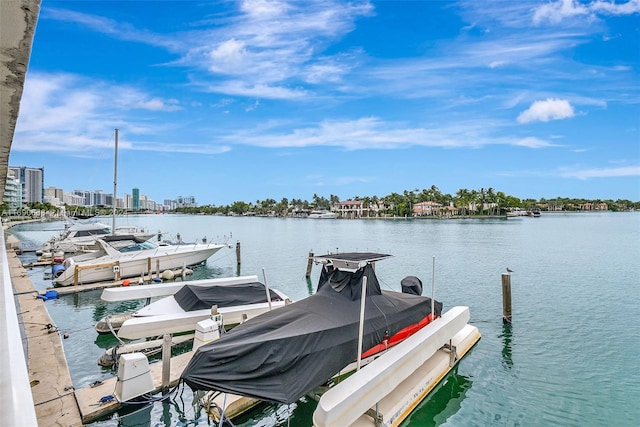 view of dock featuring a water view