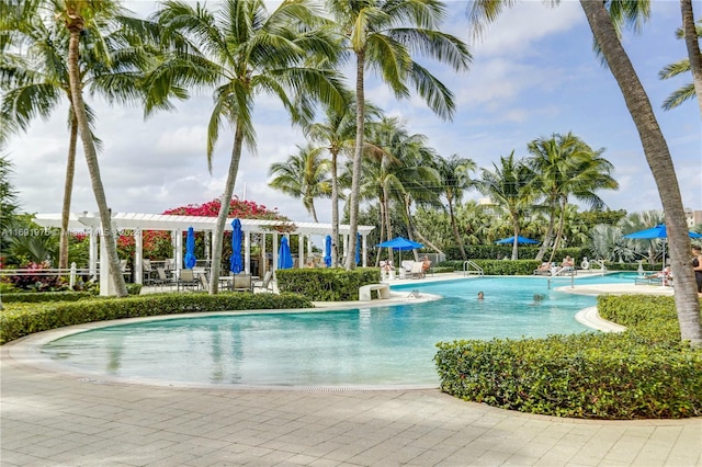 view of pool featuring a pergola