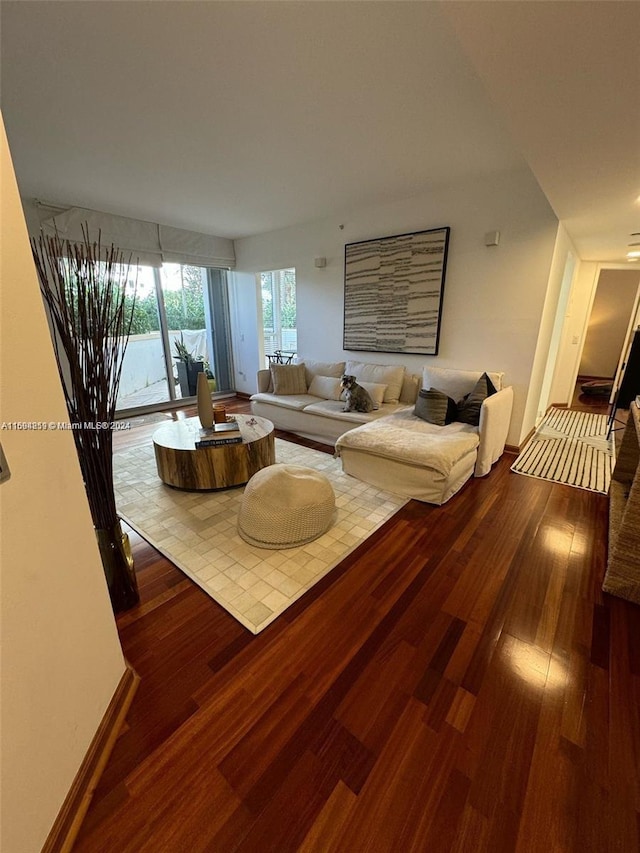 living room with hardwood / wood-style flooring