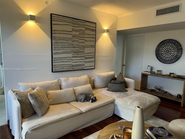 living room with hardwood / wood-style floors