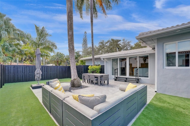 view of patio with an outdoor hangout area