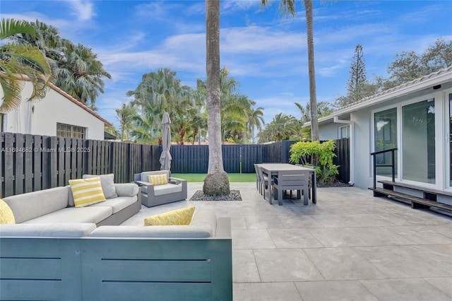 view of patio / terrace featuring an outdoor living space