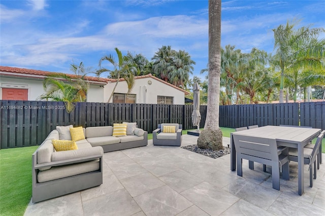 view of patio with an outdoor living space