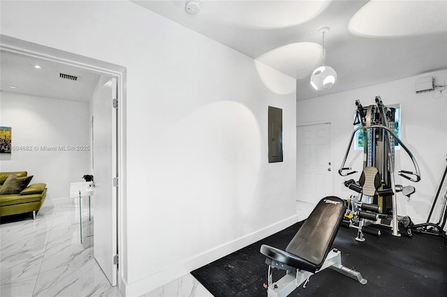 exercise room featuring electric panel