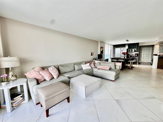 view of tiled living room