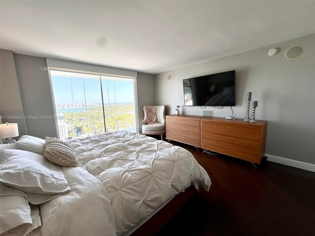 bedroom featuring dark hardwood / wood-style floors