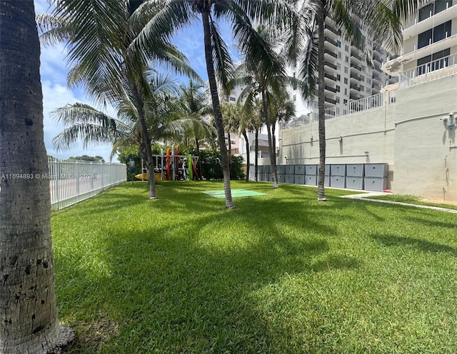 view of yard featuring a playground