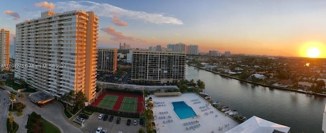 exterior space featuring a water view