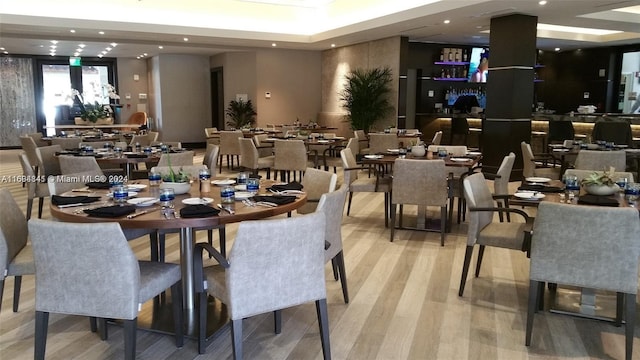 dining area featuring light hardwood / wood-style flooring