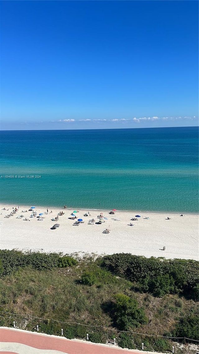 view of water feature featuring a view of the beach