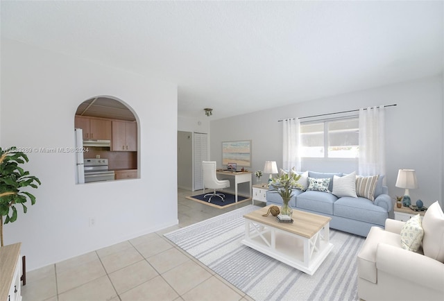 view of tiled living room