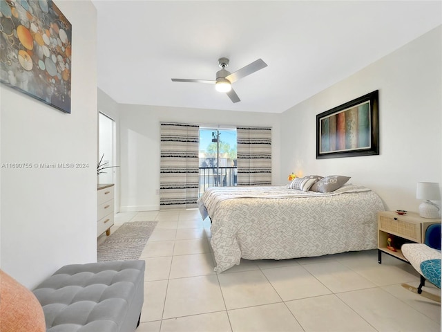 8415 SW 107th Ave Unit 356W, Miami, FL 33173 - bedroom featuring light tile patterned flooring, access to exterior, and ceiling fan
