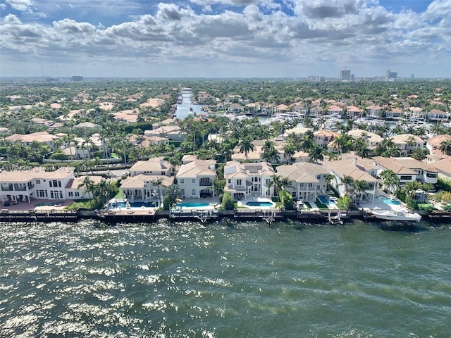 bird's eye view featuring a water view