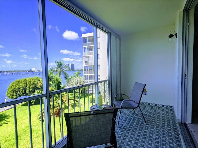 balcony with a water view