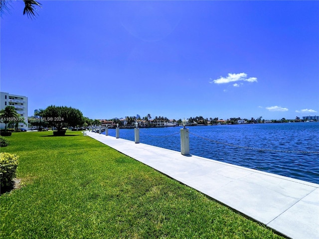 property view of water with a boat dock