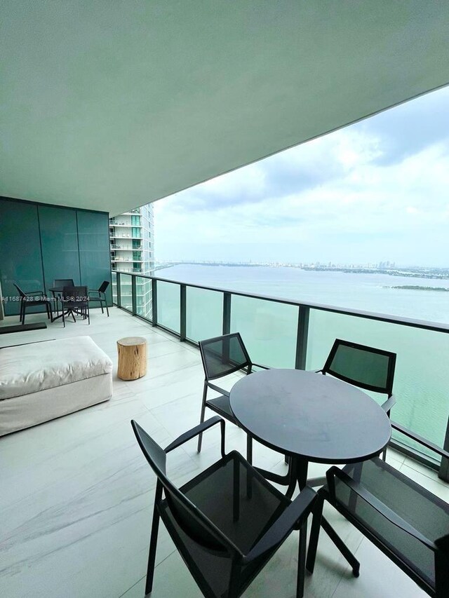 balcony with a water view