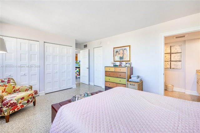 524 Orton Ave Unit 603, Fort Lauderdale, FL 33304 - bedroom with baseboards, multiple closets, visible vents, and speckled floor