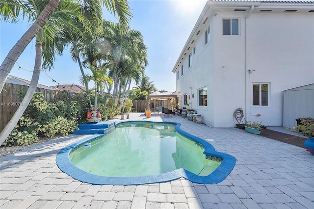 view of swimming pool with a patio